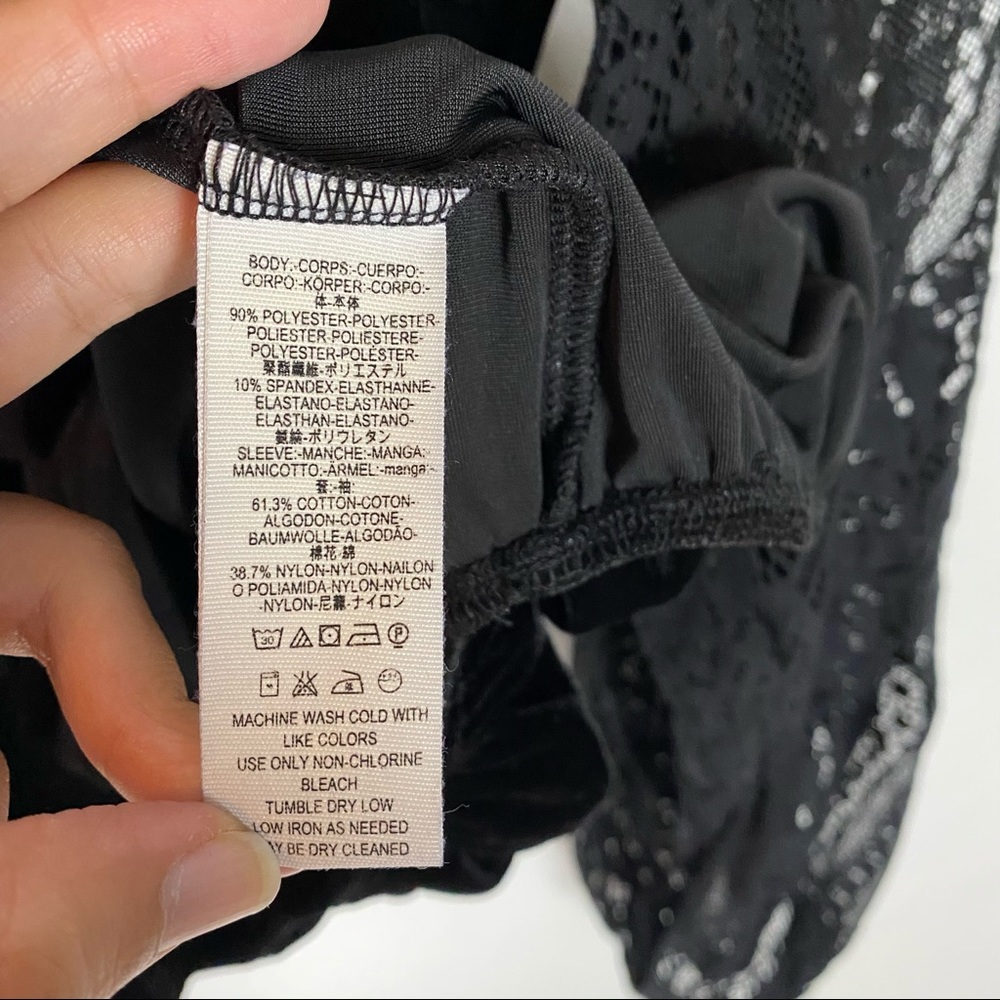 Free People Dream Team Black Velvet and Lace Top - Picture 6 of 11